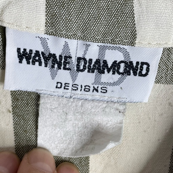 Wayne Diamond Designs Womens Size 1XL 100% Chiffon Green & Ivory Button Up - Picture 4 of 8